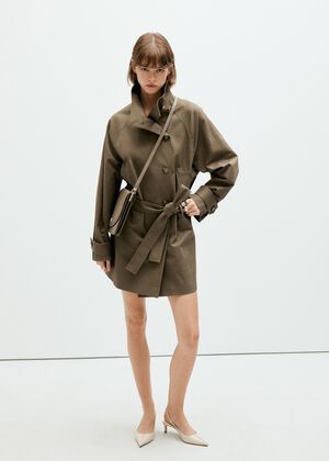 Midi trench coat with belt