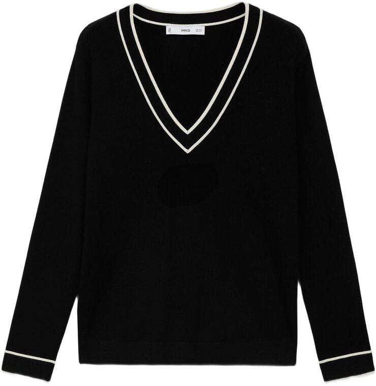 Contrasting V-neck sweater