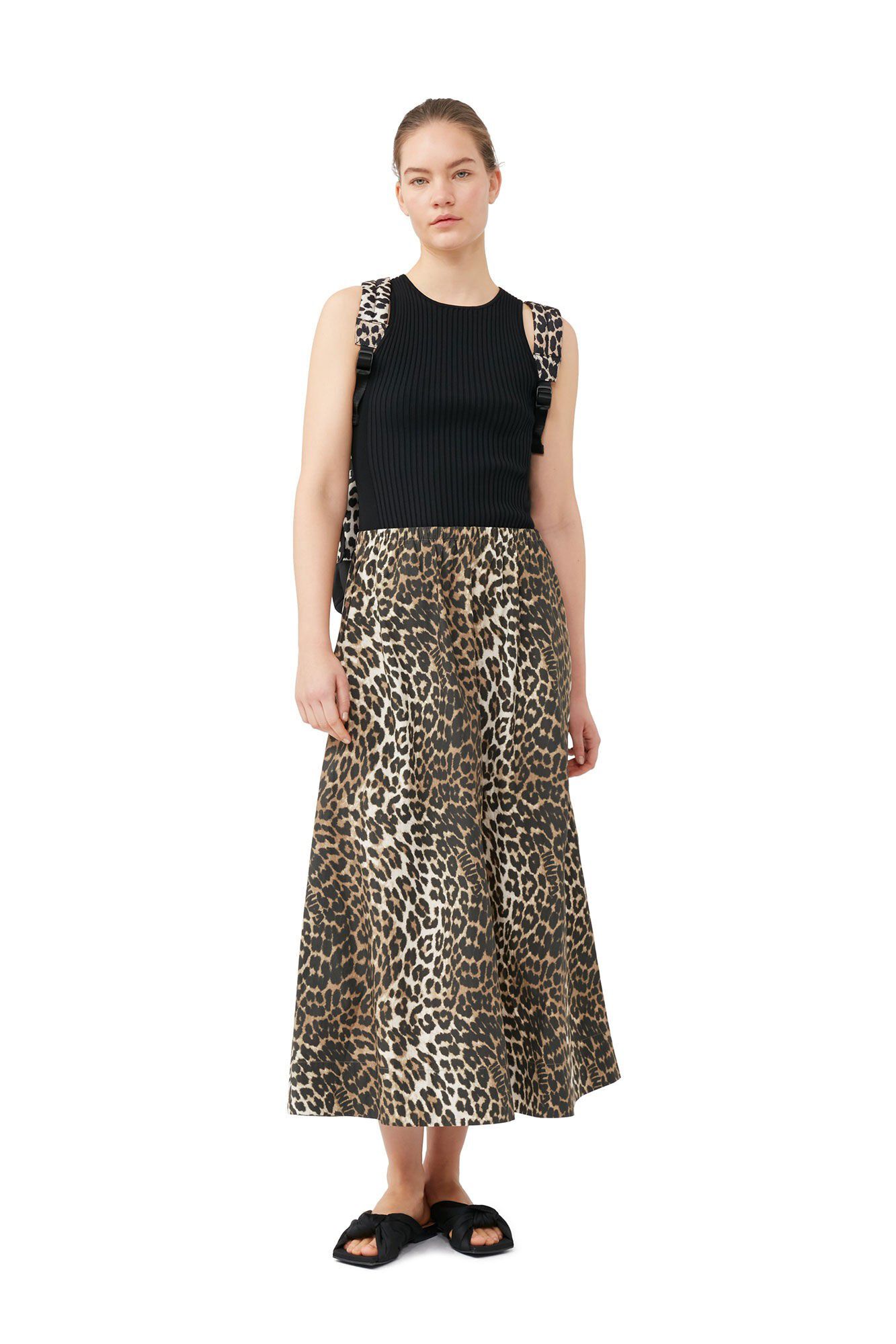 Svart &auml;rml&ouml;s melerad topp