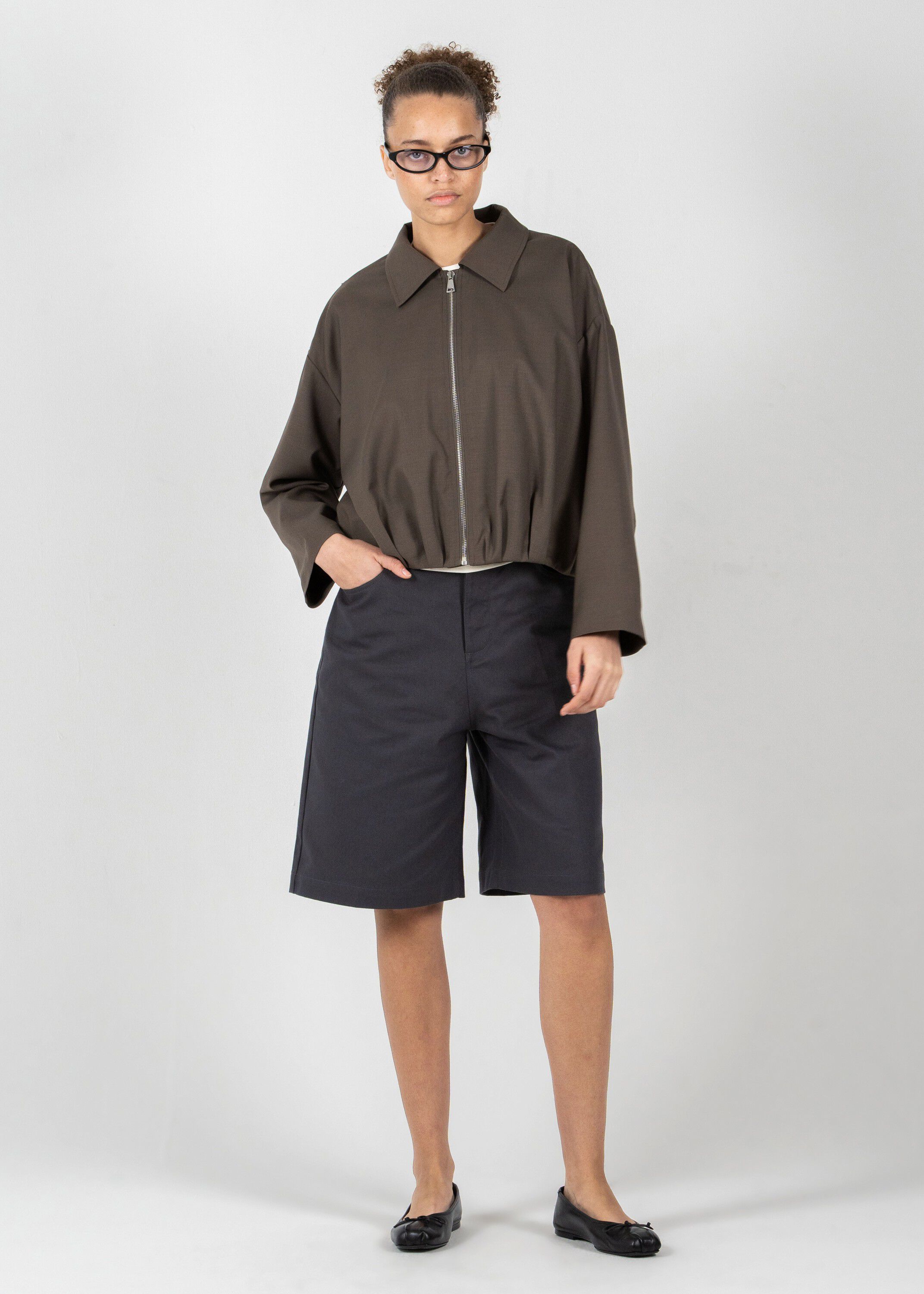 Draped Bomber Jacket