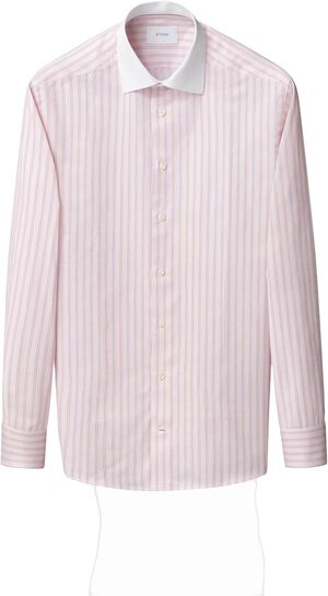 Striped White Collar Signature Twil