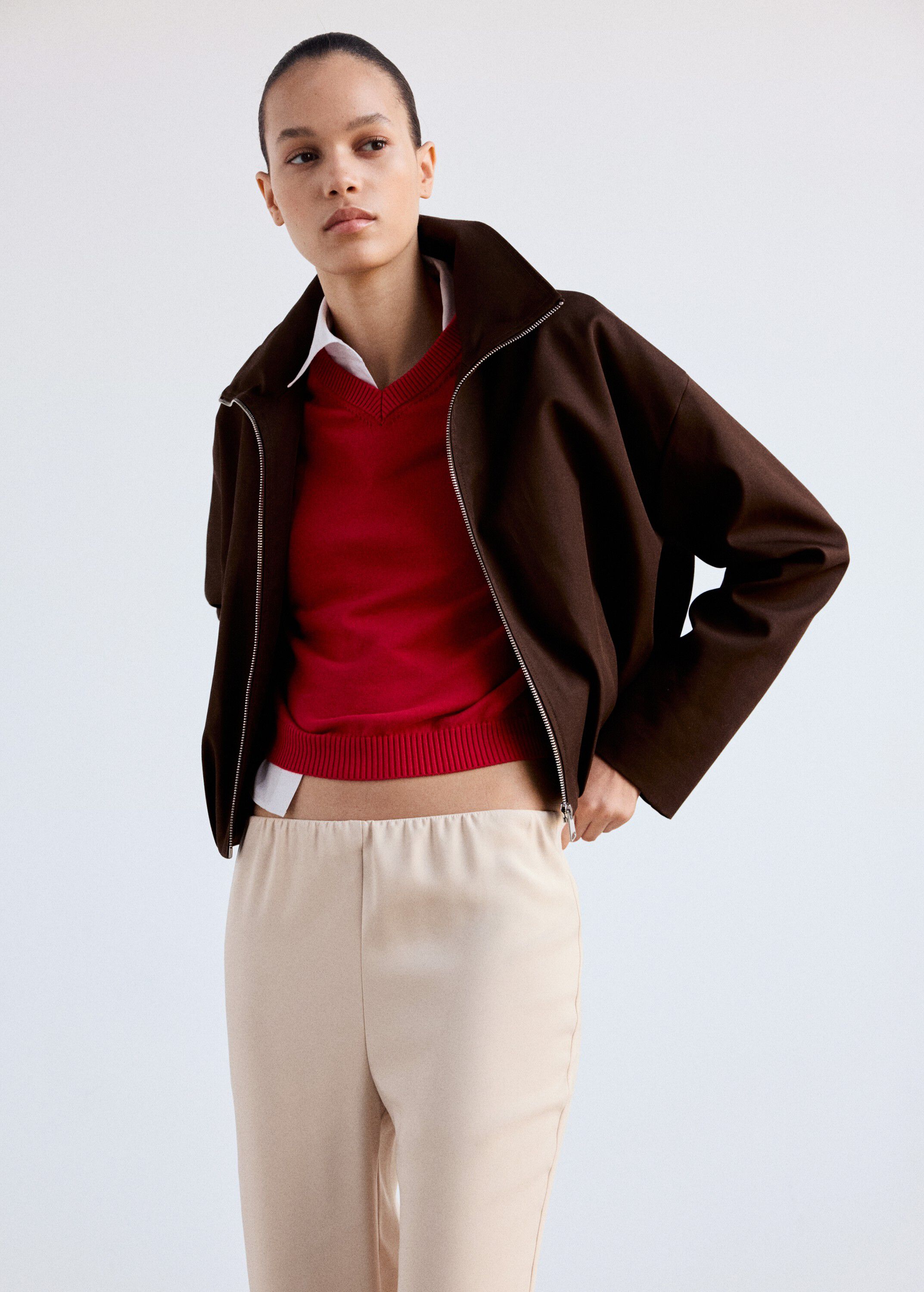 Satin straight-fit trousers