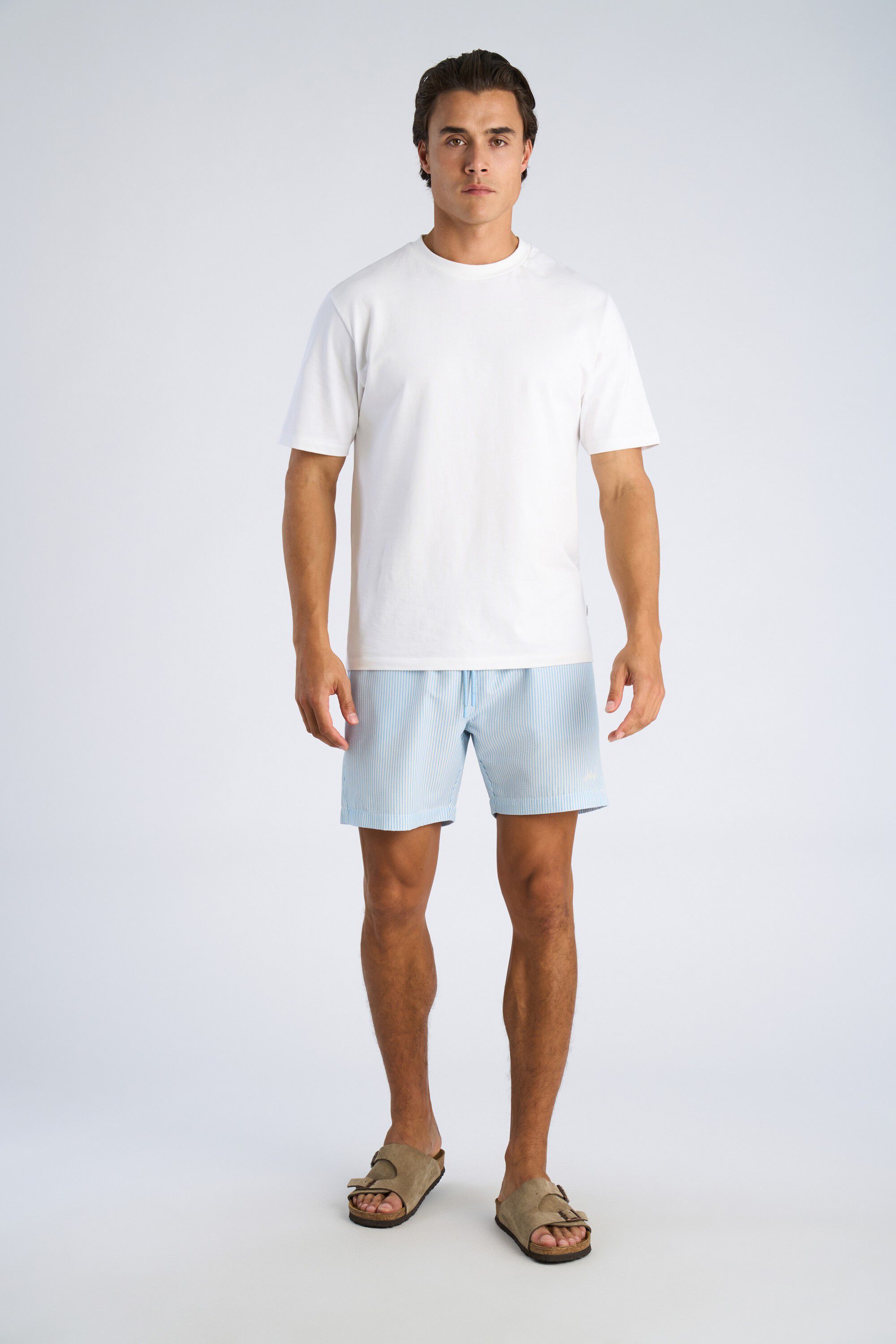 Striped seersucker swim shorts