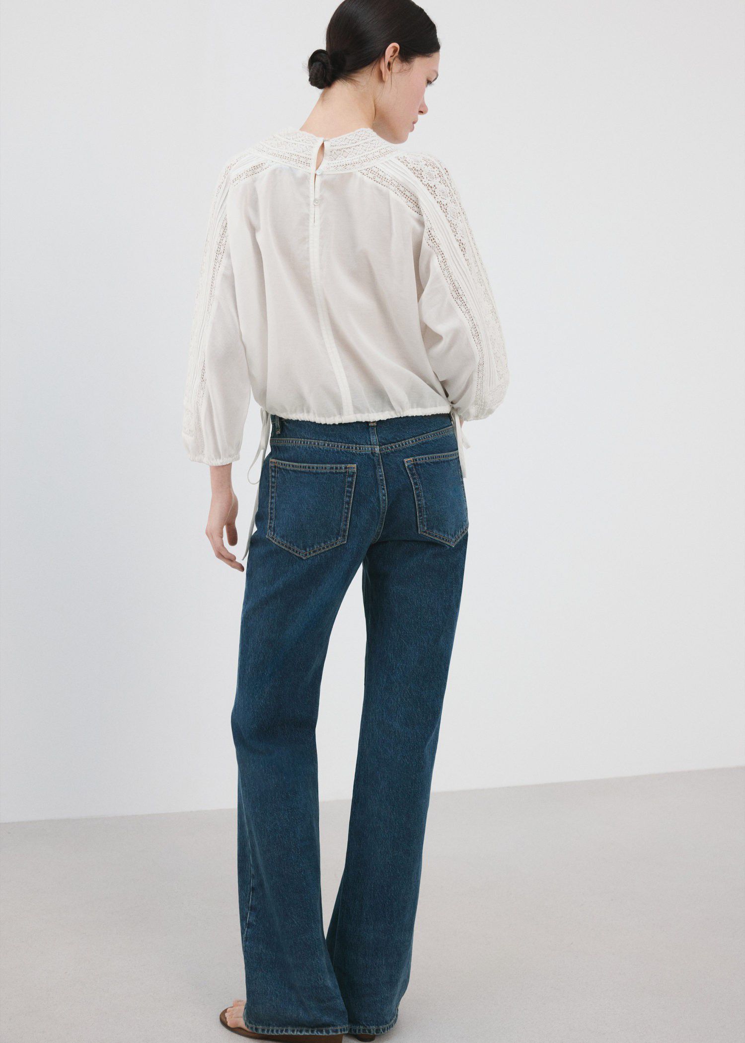 Embroidered openwork blouse