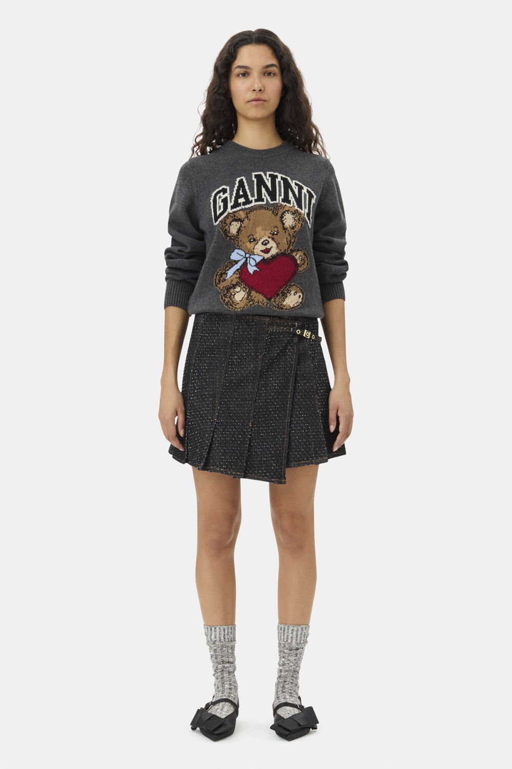 Graphic Wool Mix Bear Crewneck
