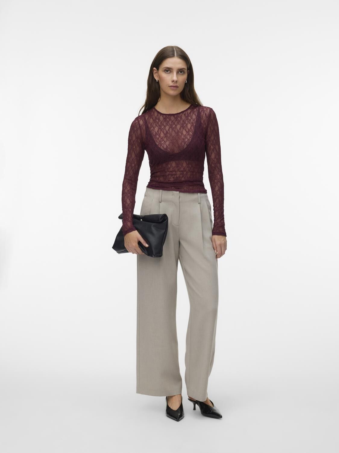 Awtessy Ls O-Neck Lace Top Noos