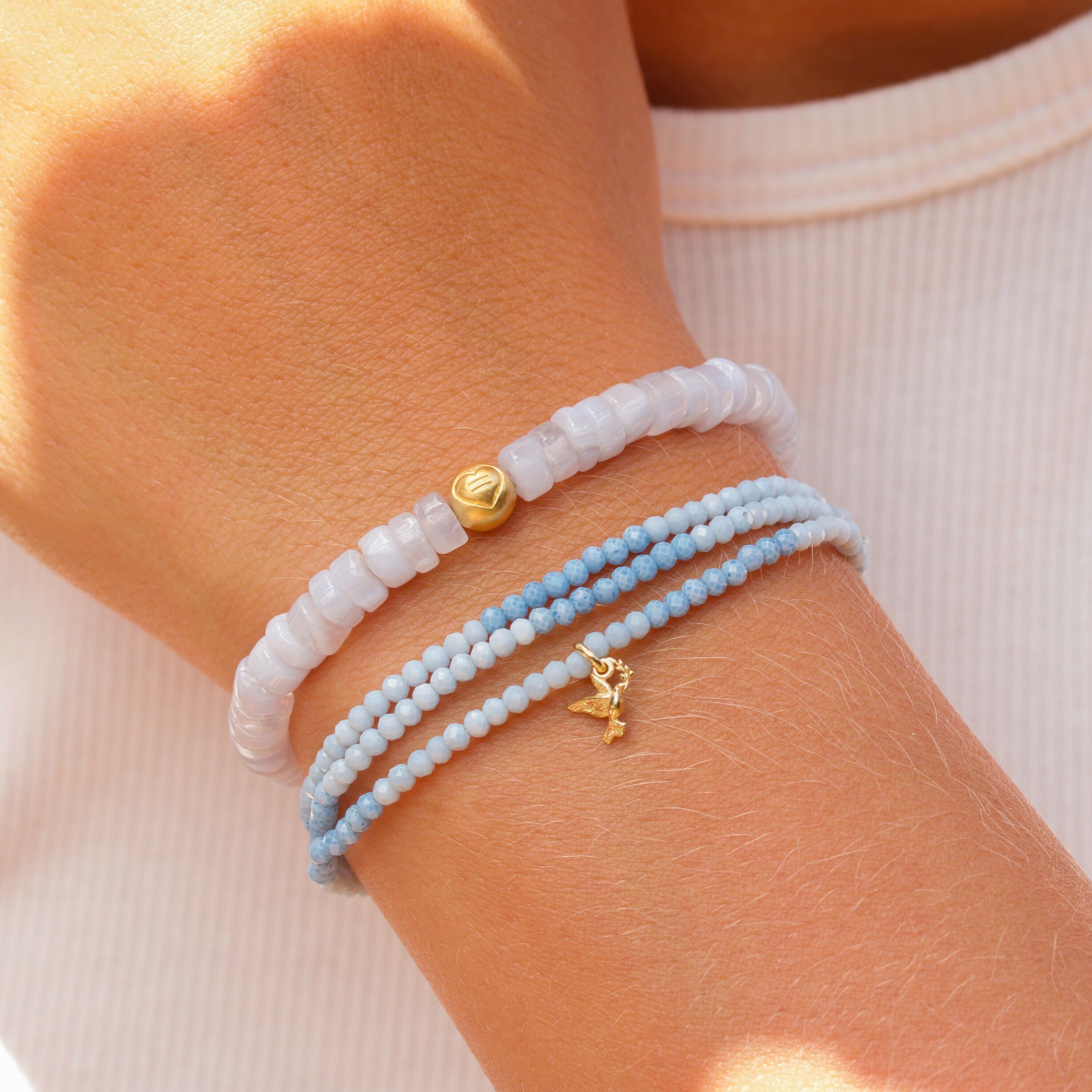 Blue Agath Equality Disc Bracelet