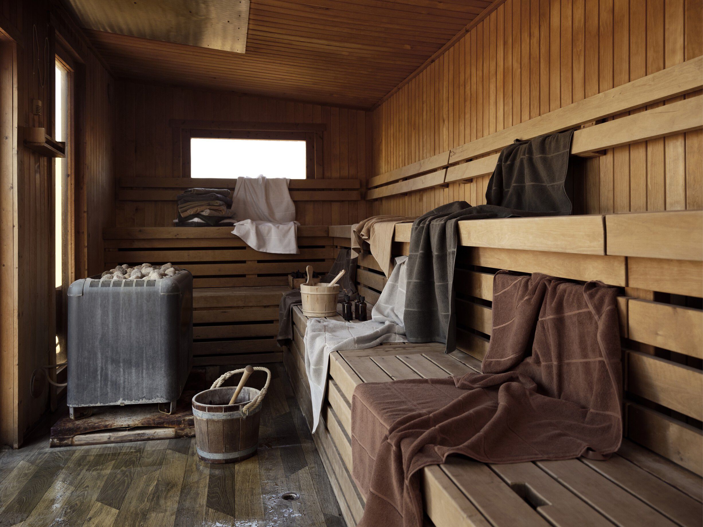 Handduk Sauna 50x100 White/Soft Grey/Eucalyptus