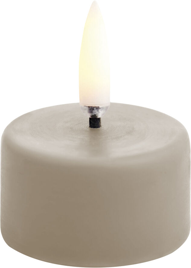 LED tealight premium w/ screw, Sandstone wax, Smooth, 4x2,5 cm