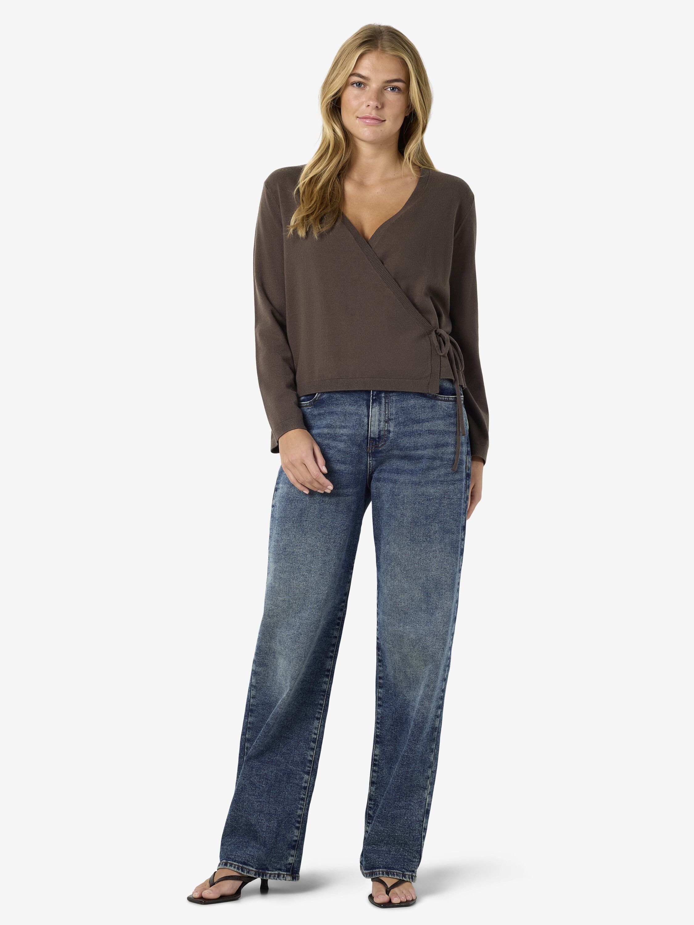 Nmshyla L/S V-Neck Tie Knit Cardigan