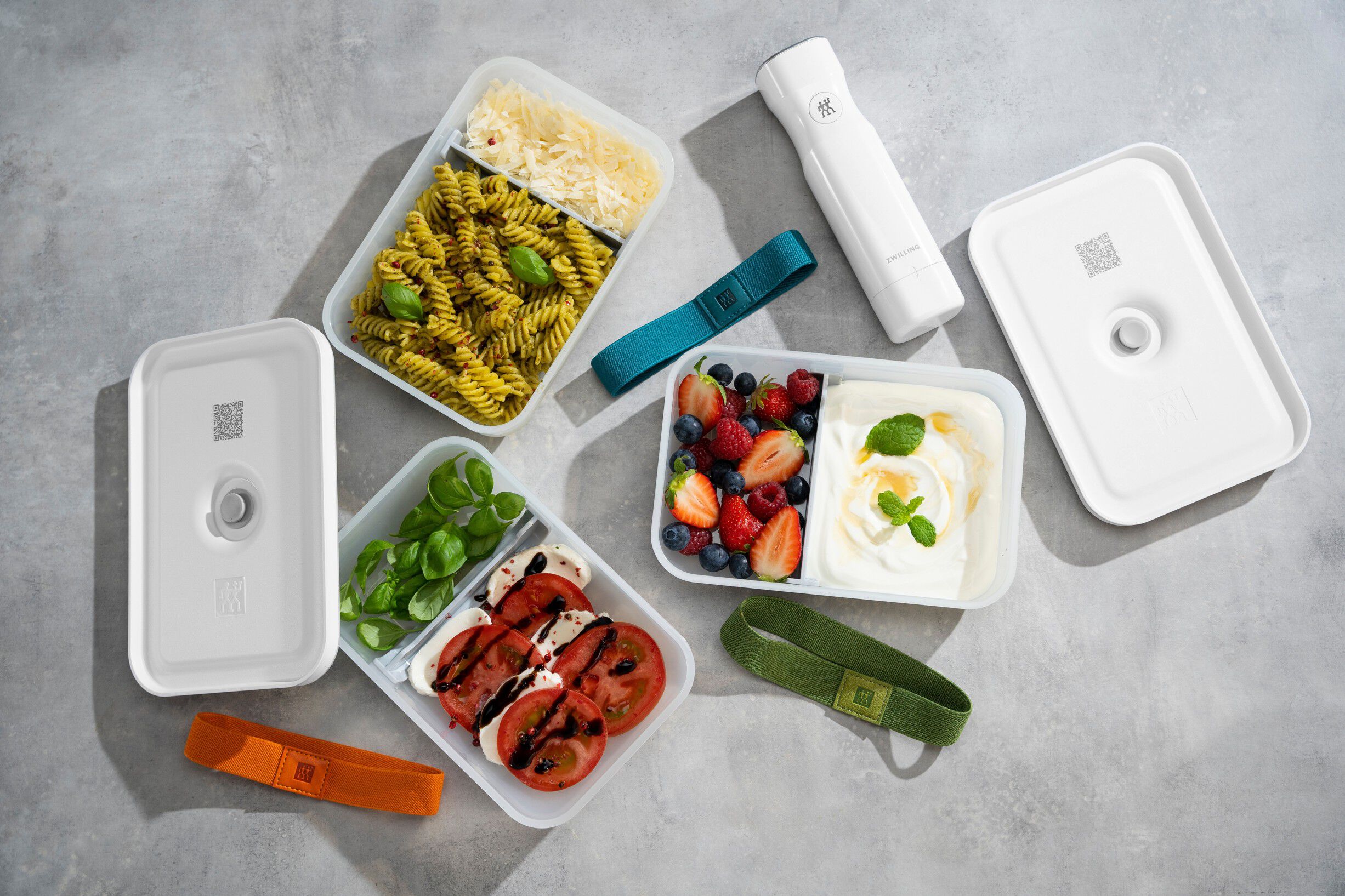 Fresh & Save Vakuum Lunchbox Set, L Flat / 6-st, Plast, Semitransparen