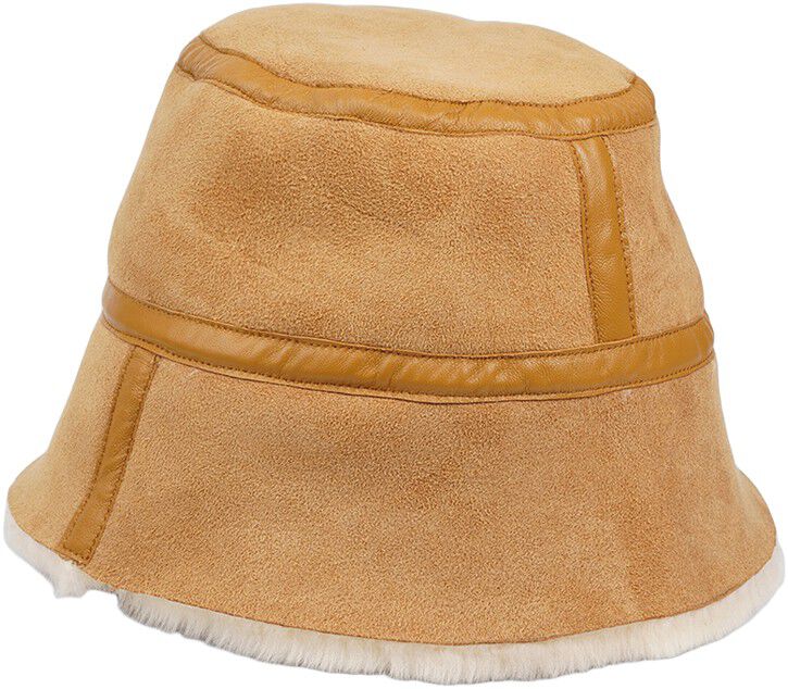 NANGA - DOUBLE FACE SHEARLING HAT WITH LEATHER DETAILS