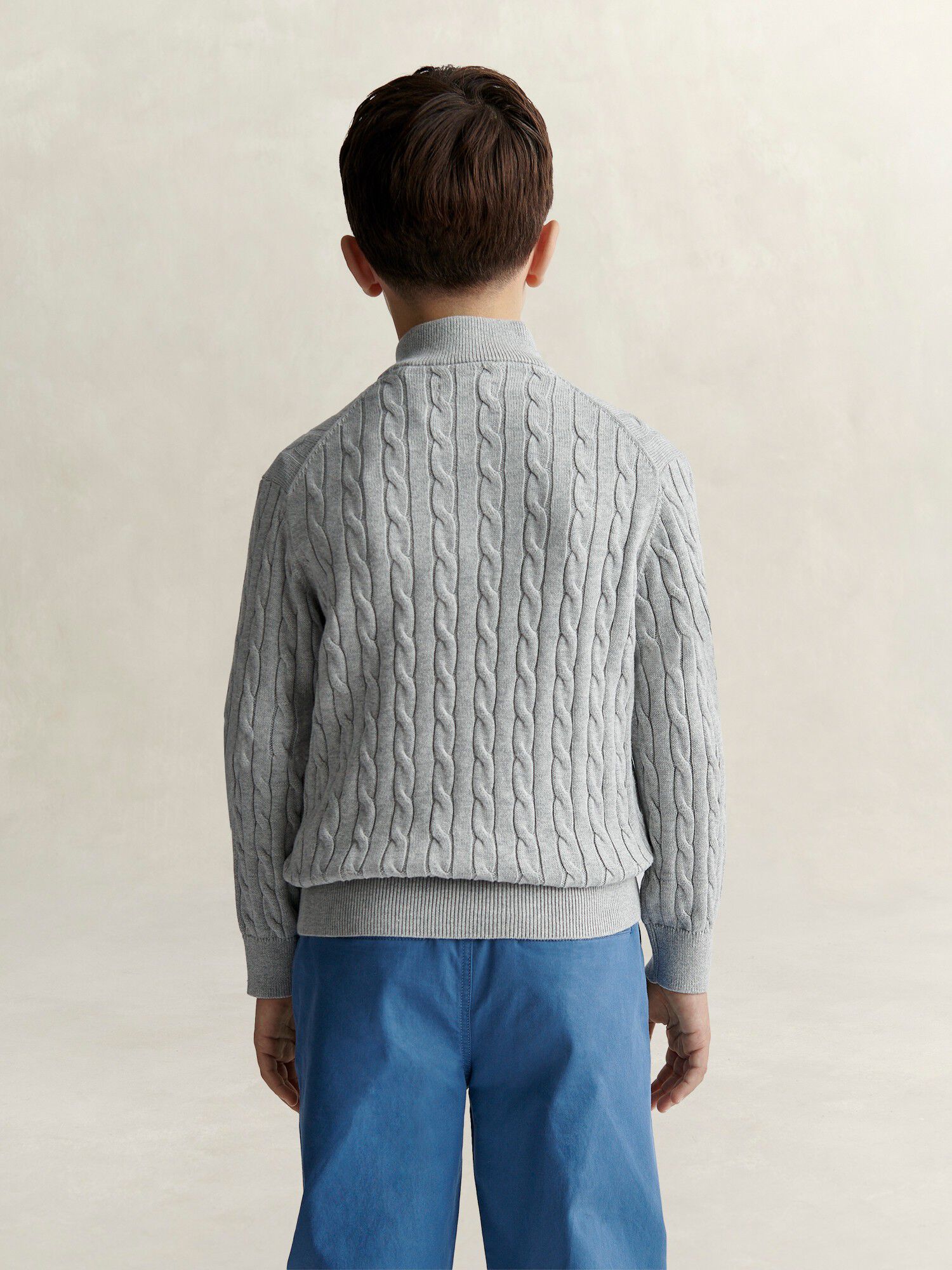 Shield Cotton Cable Half Zip Sweater