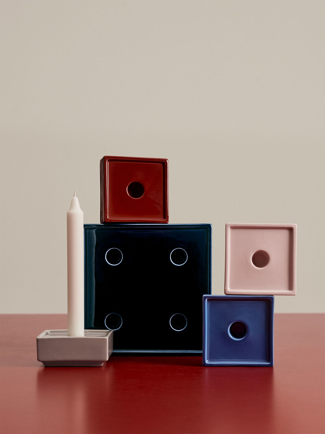 Mattone Candleholder-Small-Red