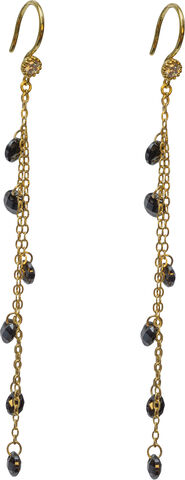 Anette Black Crystal Earrings - Gold