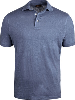 Blue Linen Polo Shirt