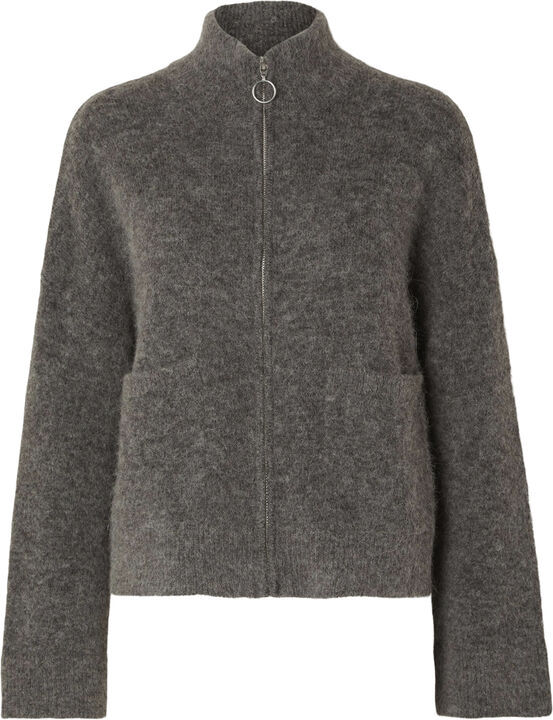 SLFSIA RAS LS ALPACA BLEND KNIT ZIPPER CARDIGAN
