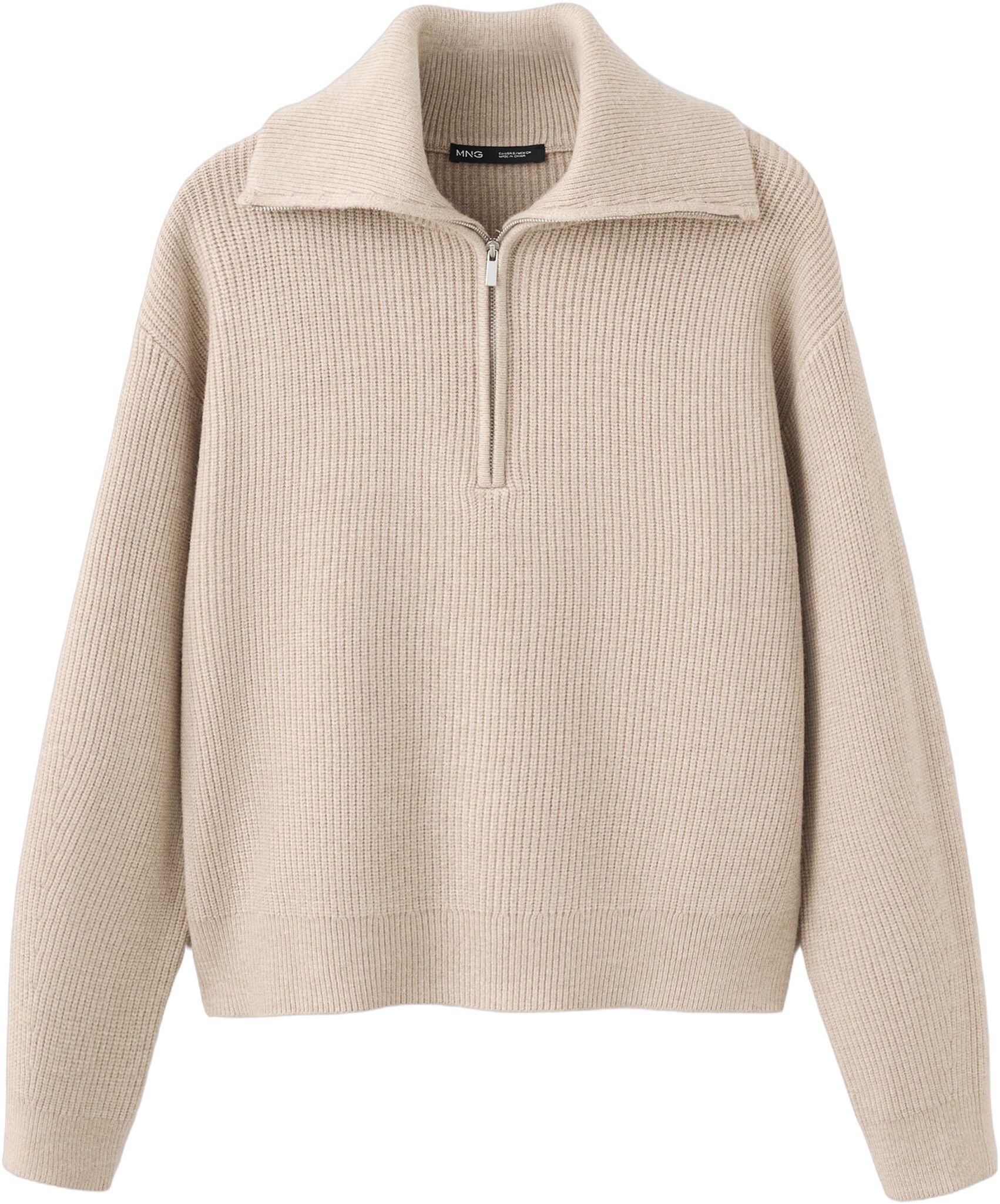 Sweater with contrasting zip collar