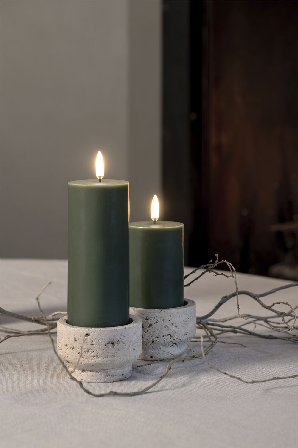 Travertine Candleholder pillar/tea light, Desert beige, 8x5