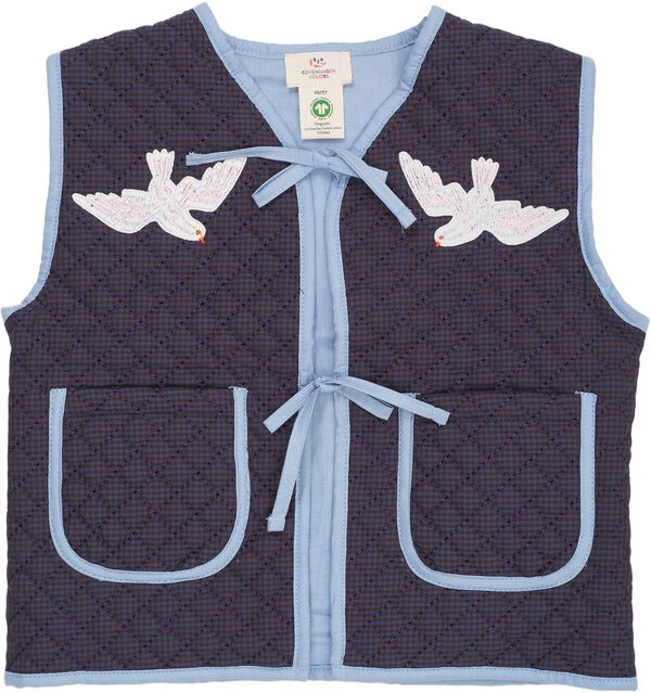 CHECKERED QUILTED VEST W. EMB.