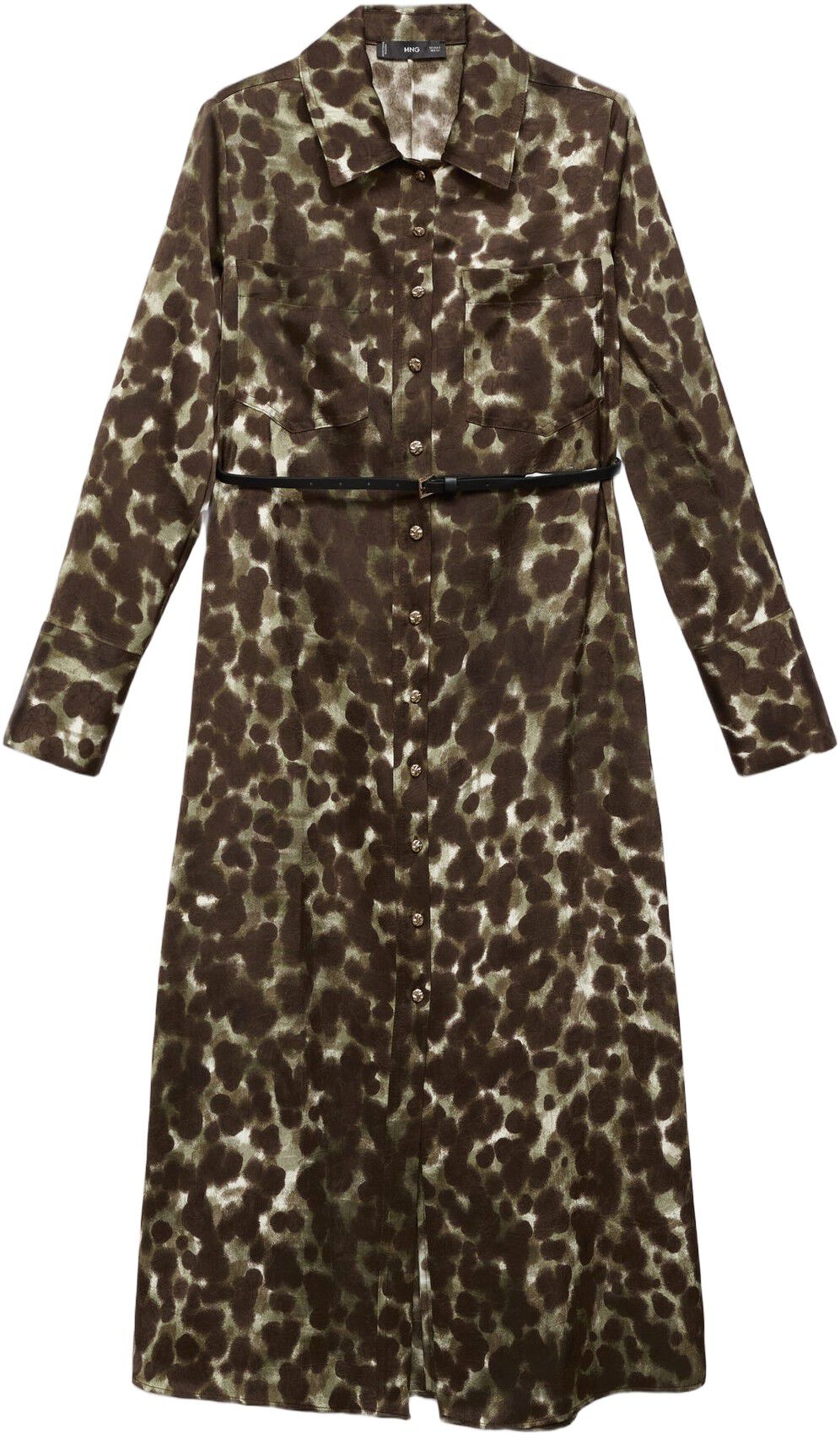 Printed shirt dress with belt
