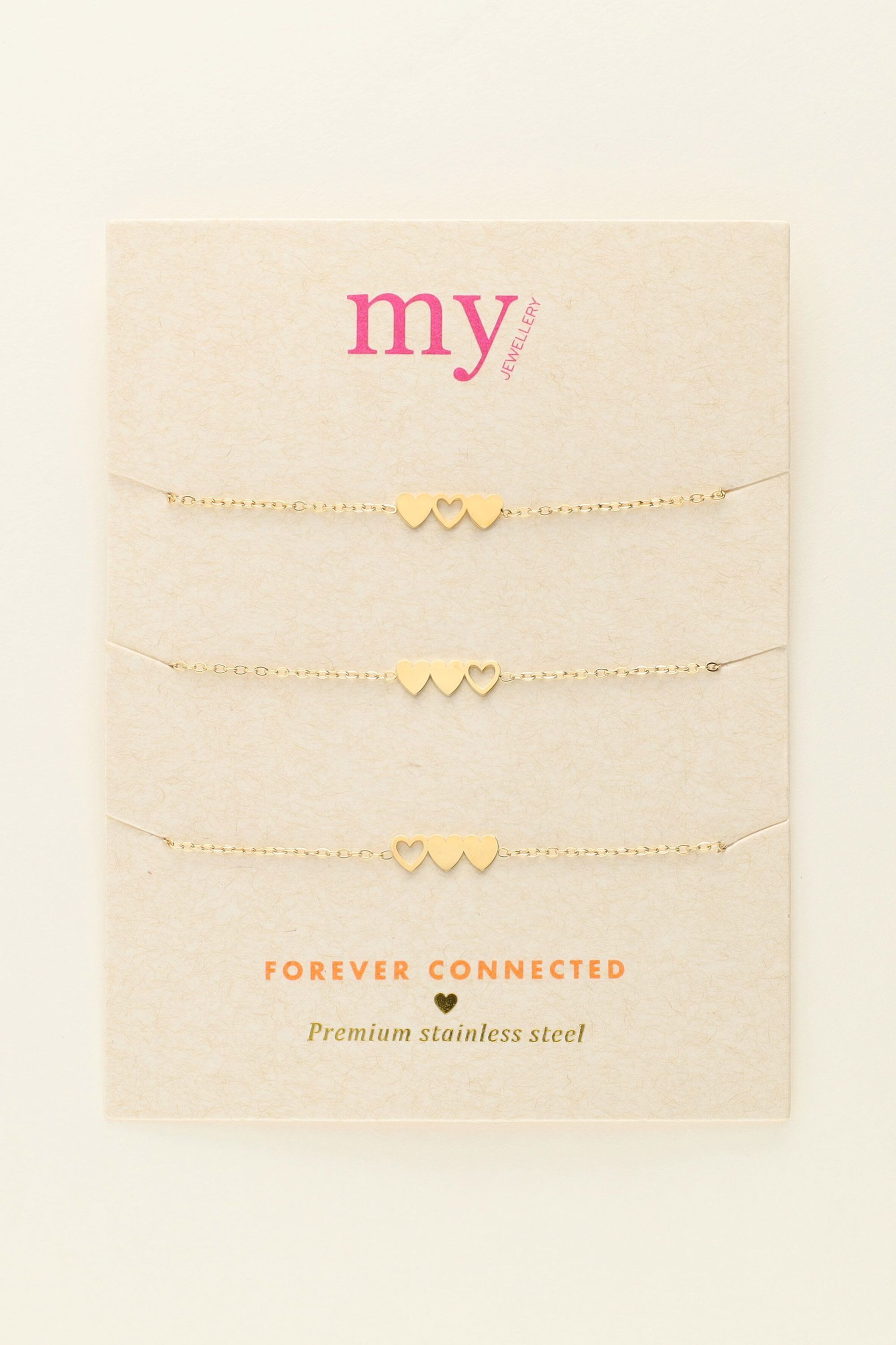 Bracelet set triple heart