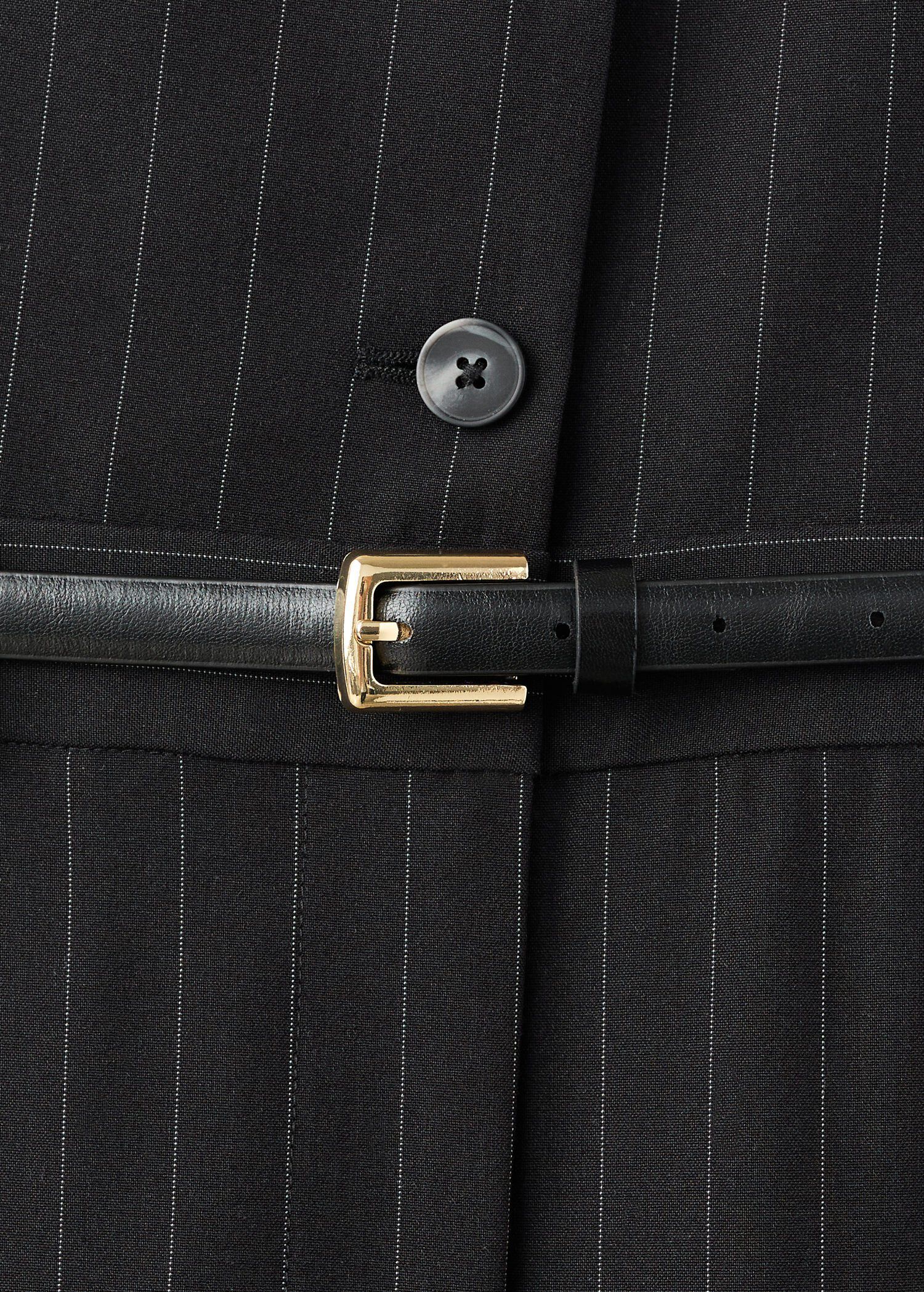 Pinstripe jumpsuit with belt