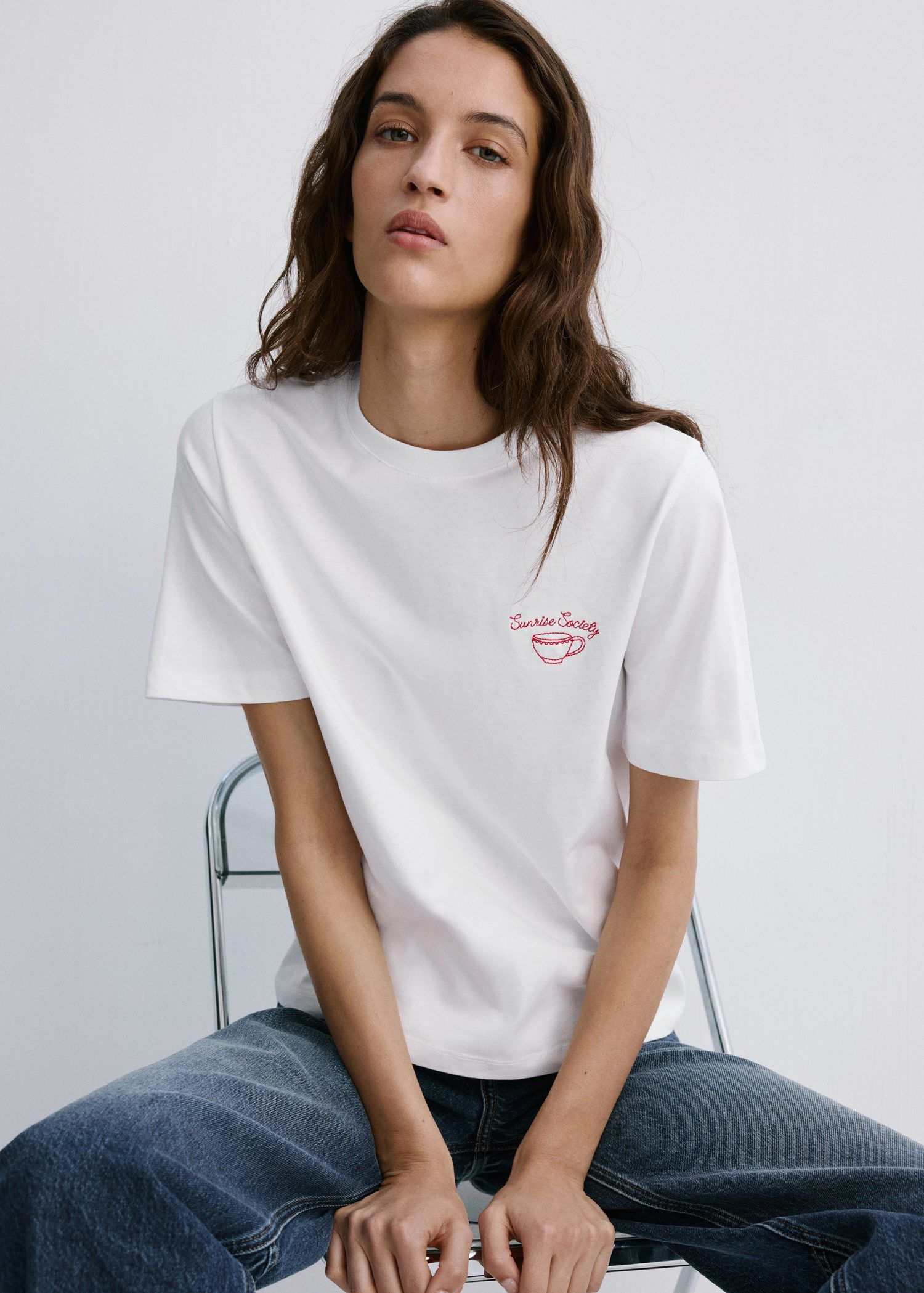 Printed cotton-blend t-shirt