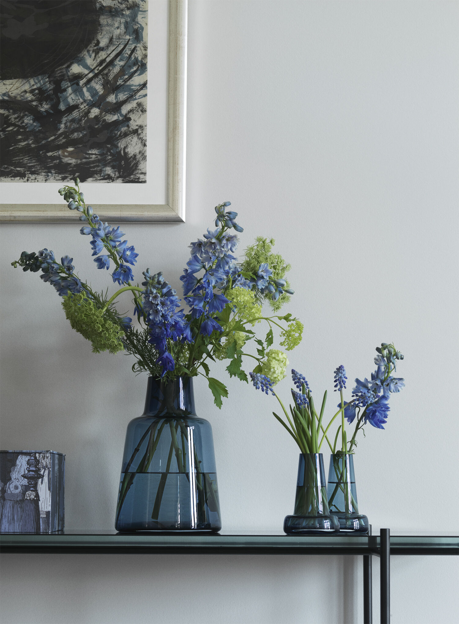 Flora Vase kort hals, bl&aring;, H 24 cm