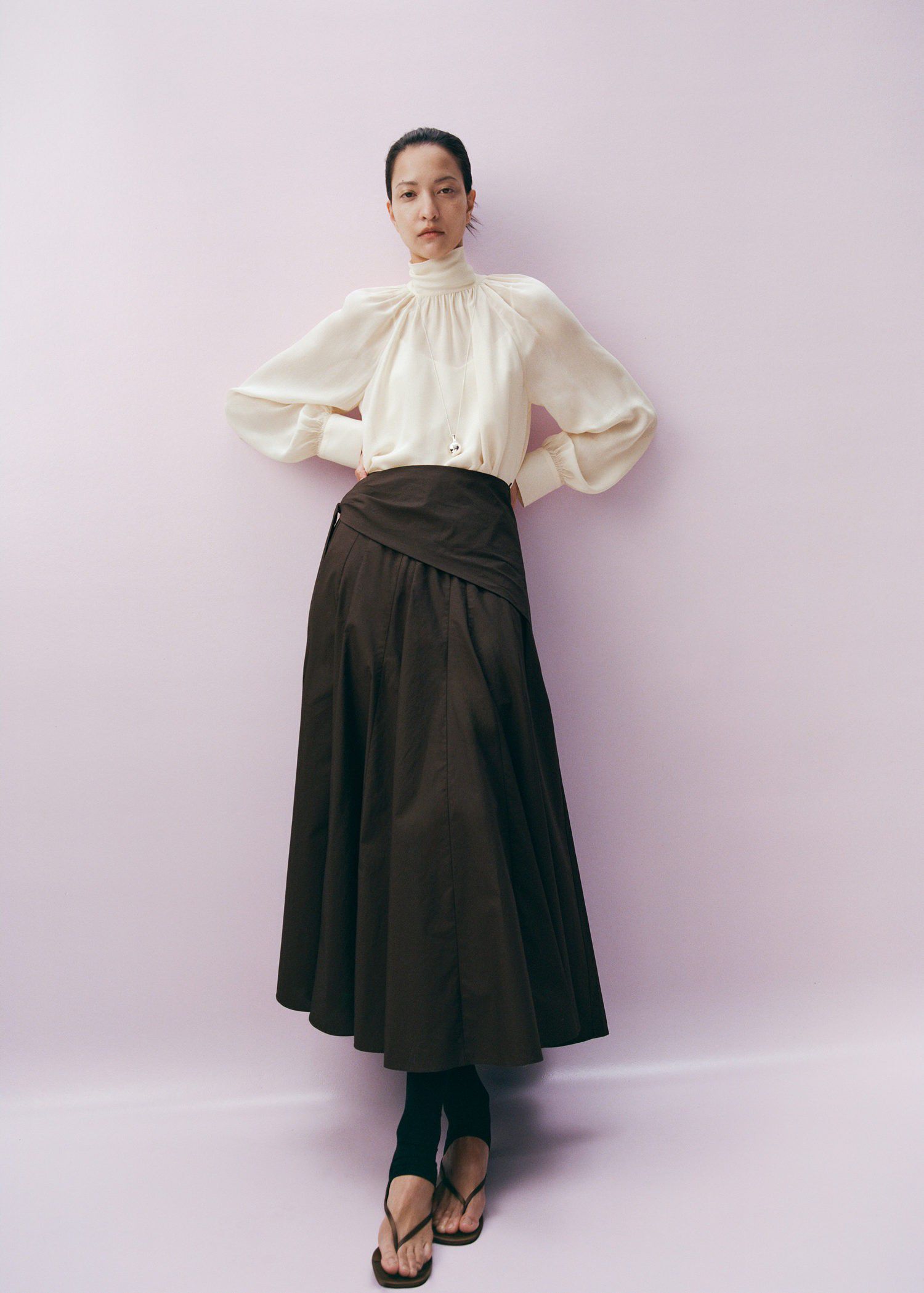 Turtleneck ruffled blouse