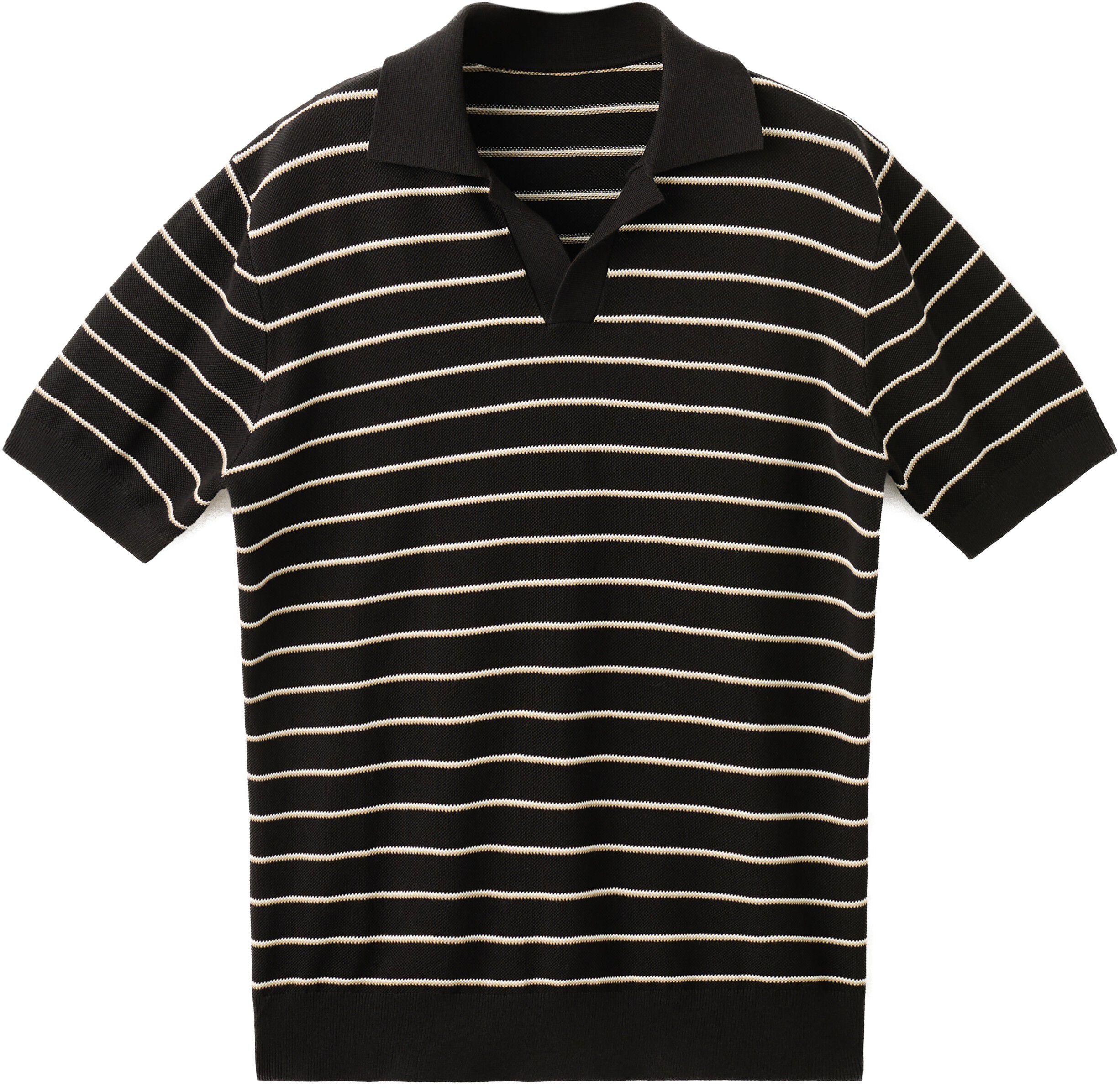 Striped knit cotton polo shirt