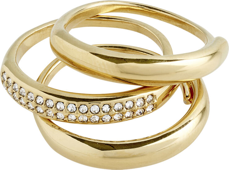 BLOOM recycled crystal ring, 3-in-1 set,  gold-plated