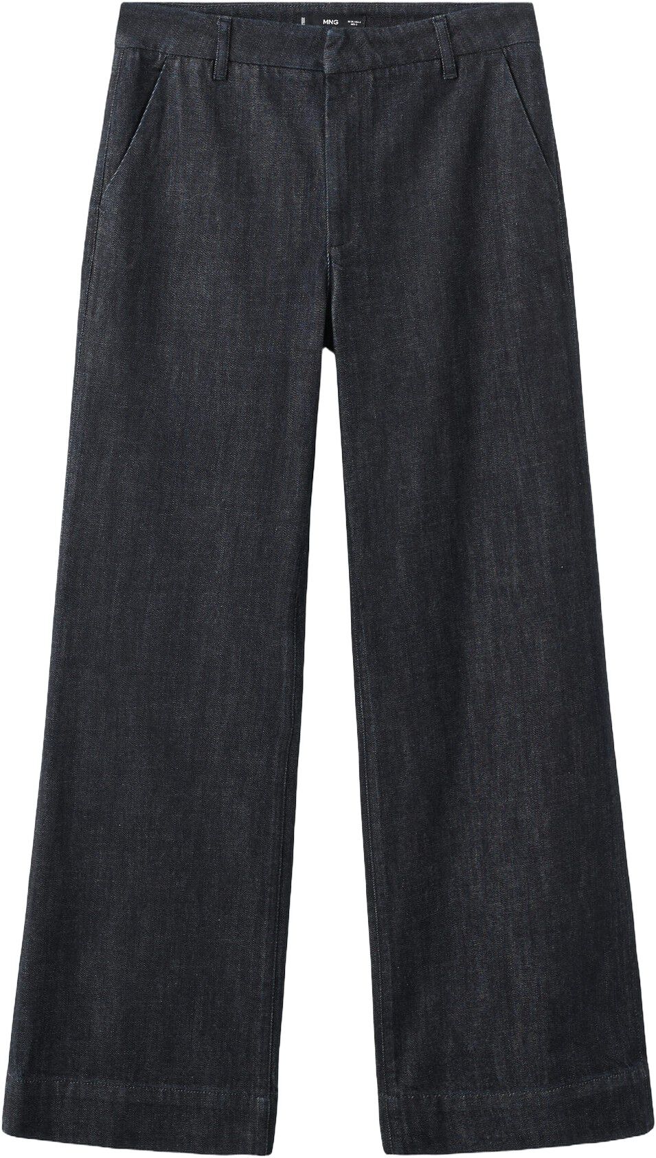 Wide-leg denim trousers