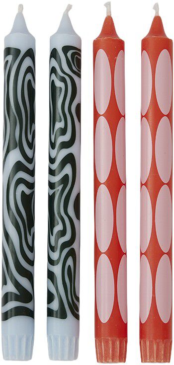 CANDLES, LIGHT BLUE/RED