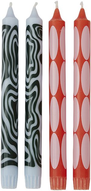 CANDLES, LIGHT BLUE/RED