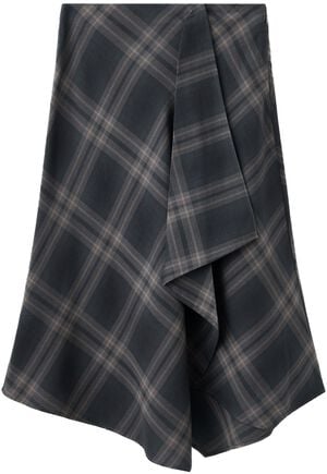 Checked asymmetric skirt
