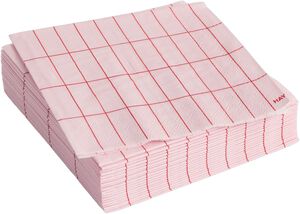 Pattern Napkins-Set of 20 Cocktail-Light pink and red grid