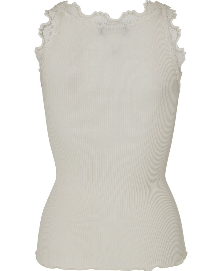 Silk top regular w/vintage lace