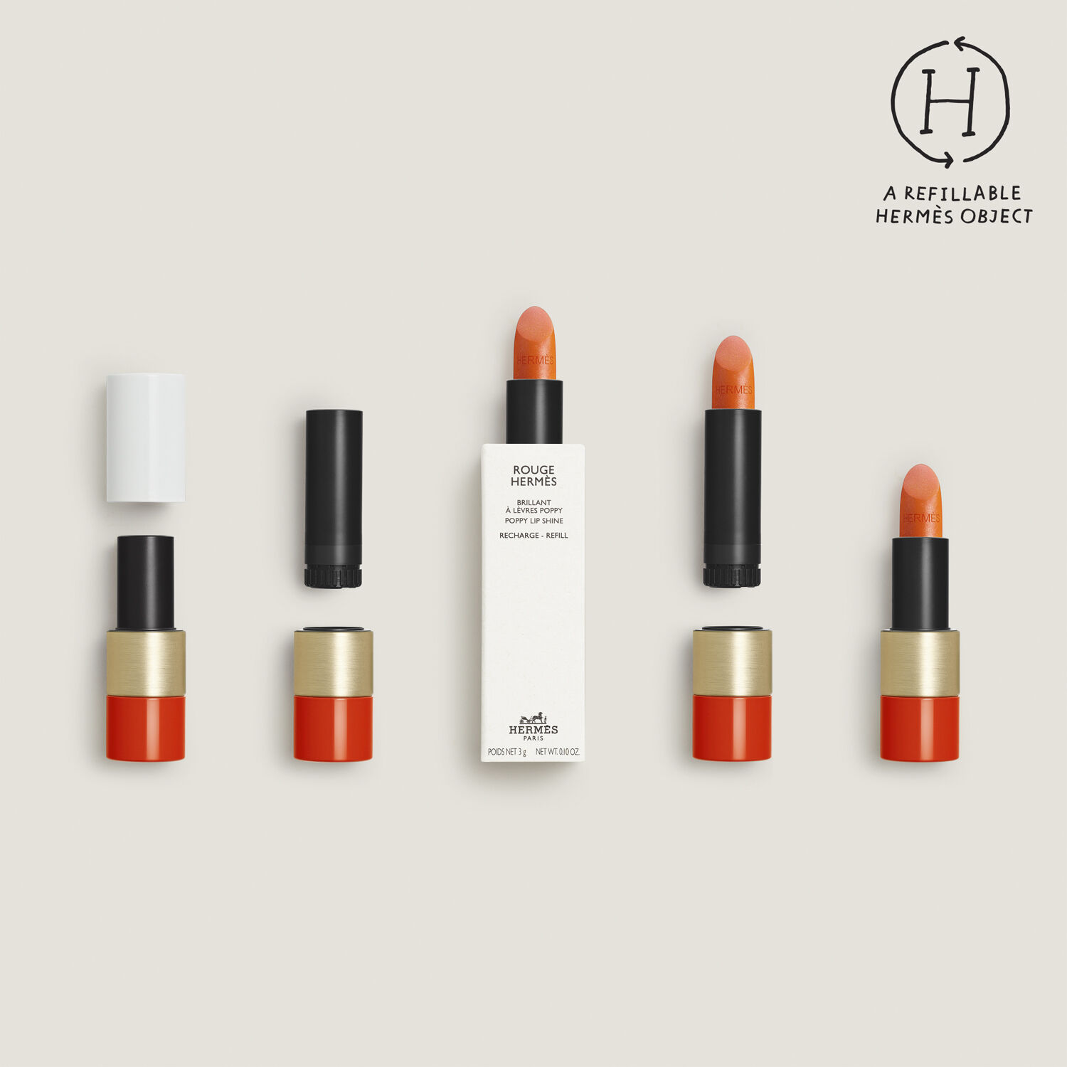 Rouge Herm&egrave;s, poppy lip shine refill