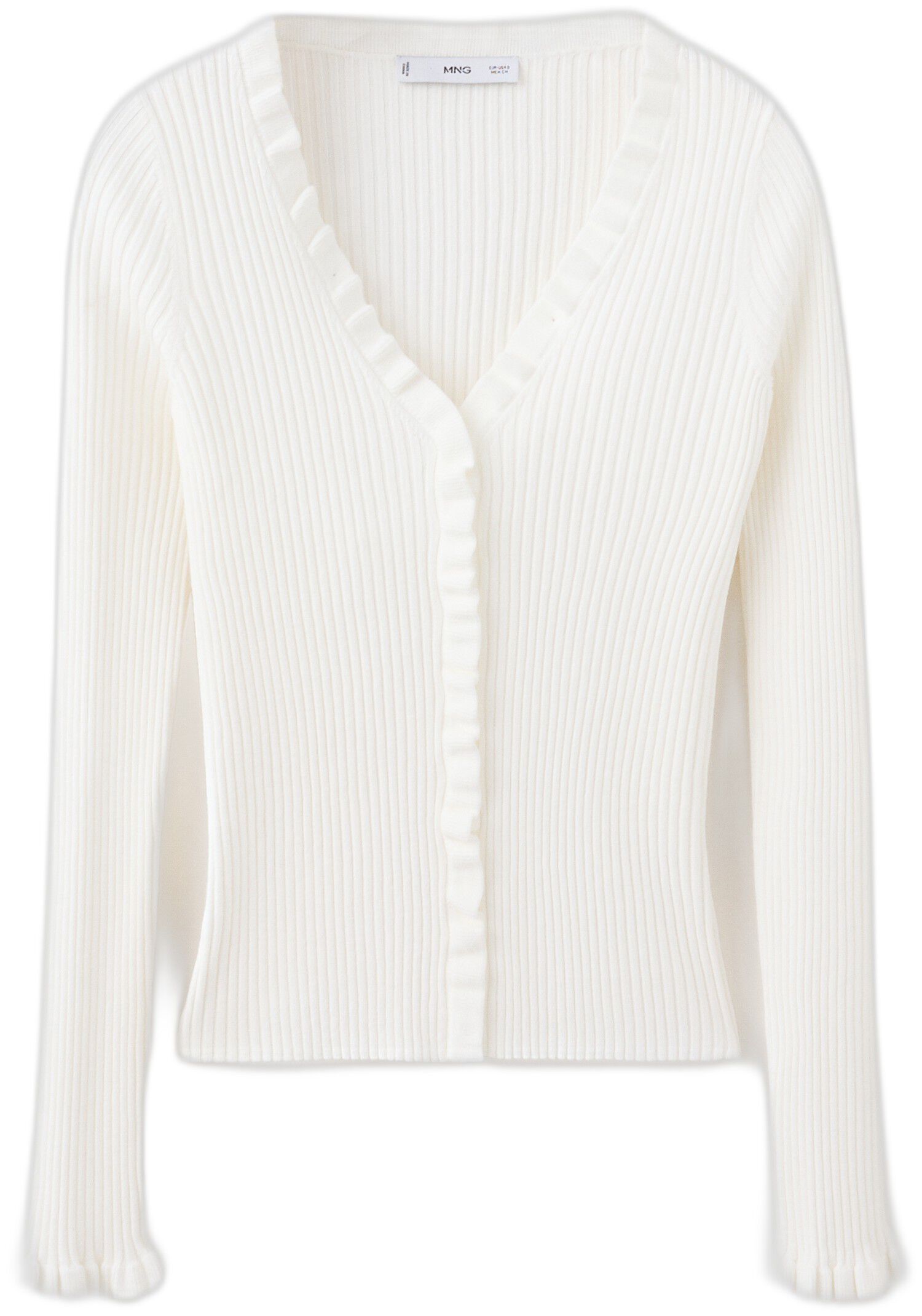 Ribbed ruffle cardigan