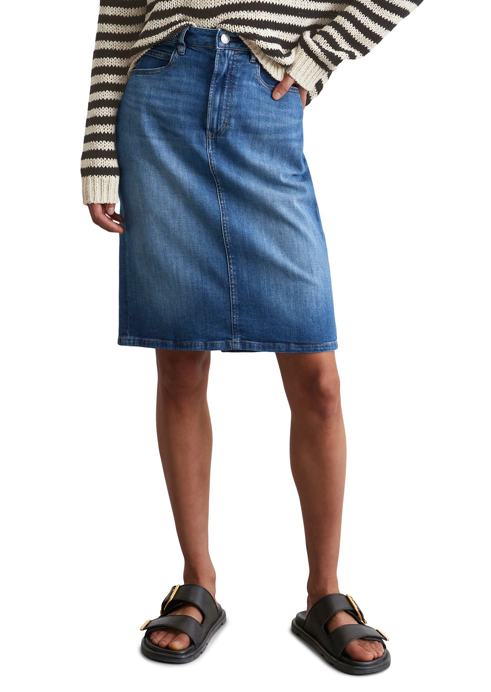 Denim Skirt, high waist, midi lengt