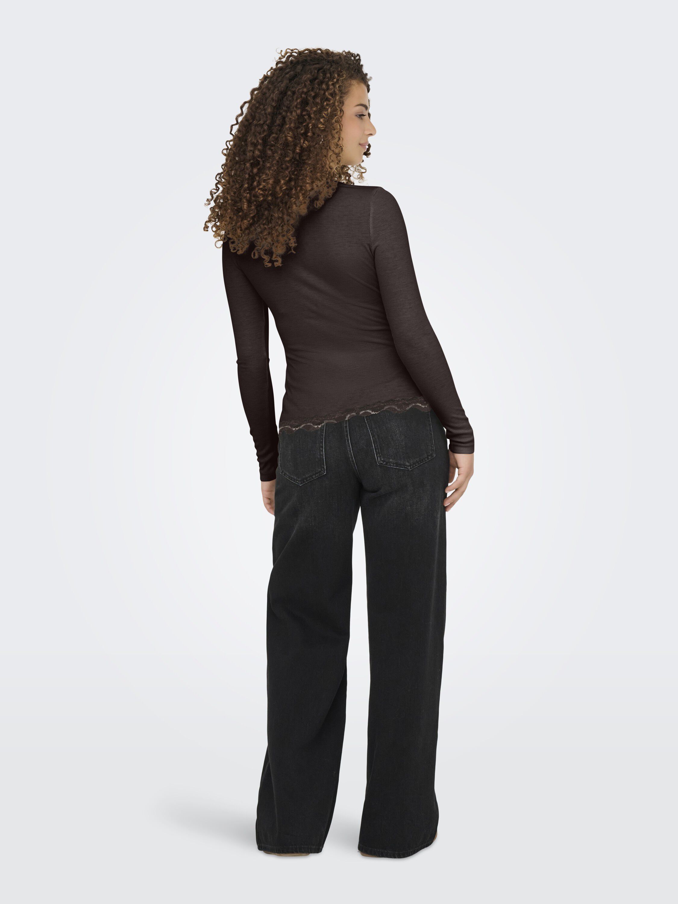 ONLENEA L/S LACE MIX PLACKET TOP JR