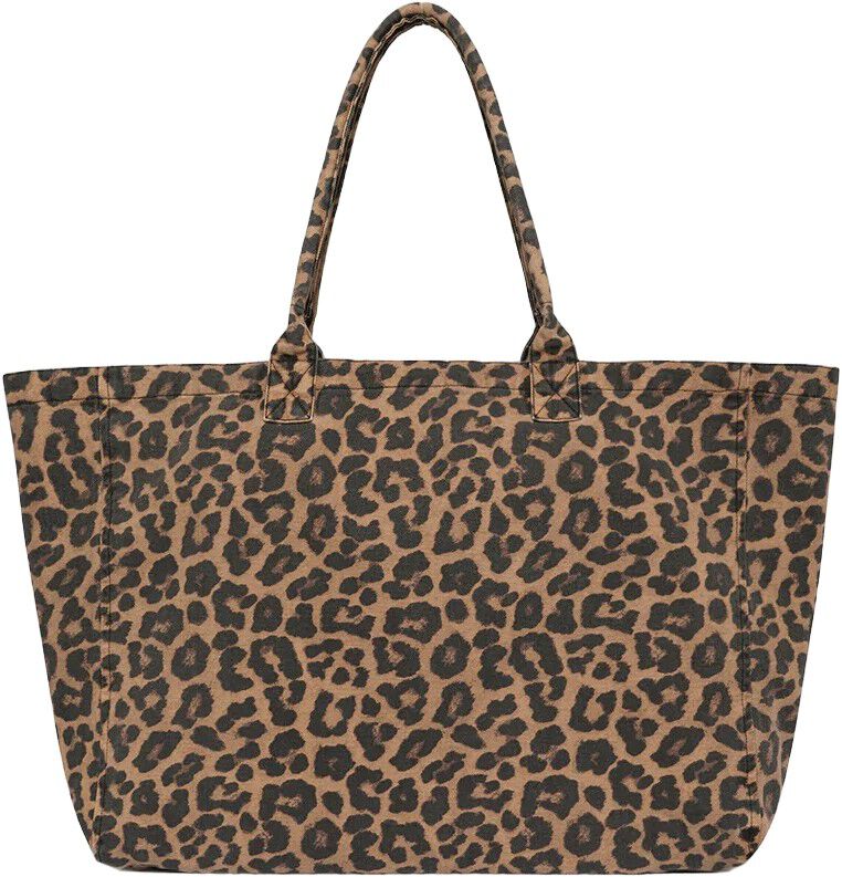 LEO CANVAS TOTE - BLACK AND BROWN LEOPARD
