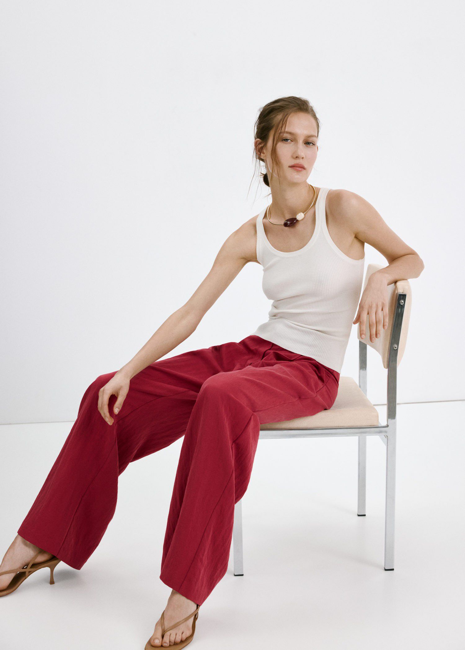 Mid-rise lyocell trousers