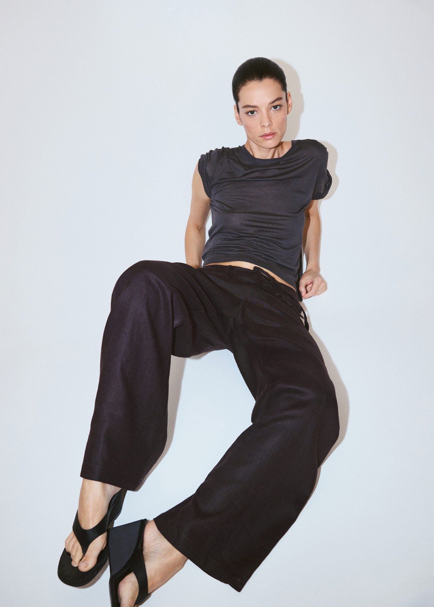 Bow linen trousers