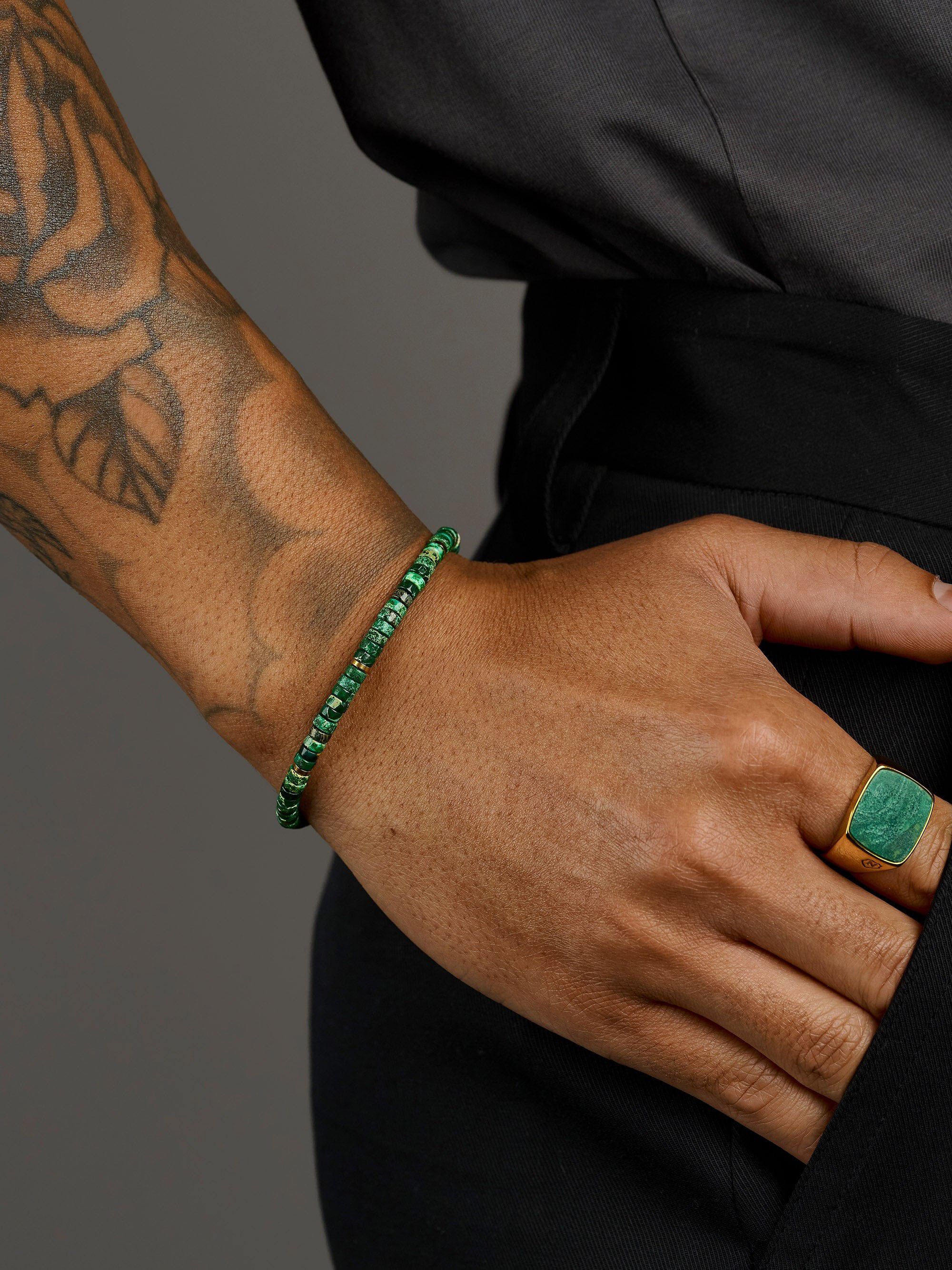 Dark Green Malachite Heishi Bracelet