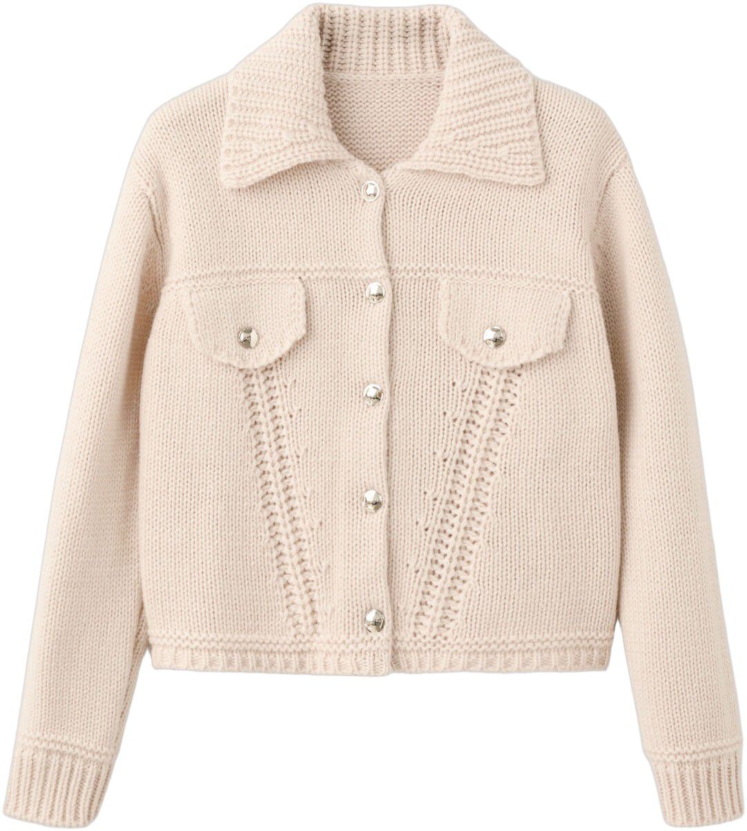 Knitted jacket with polo collar