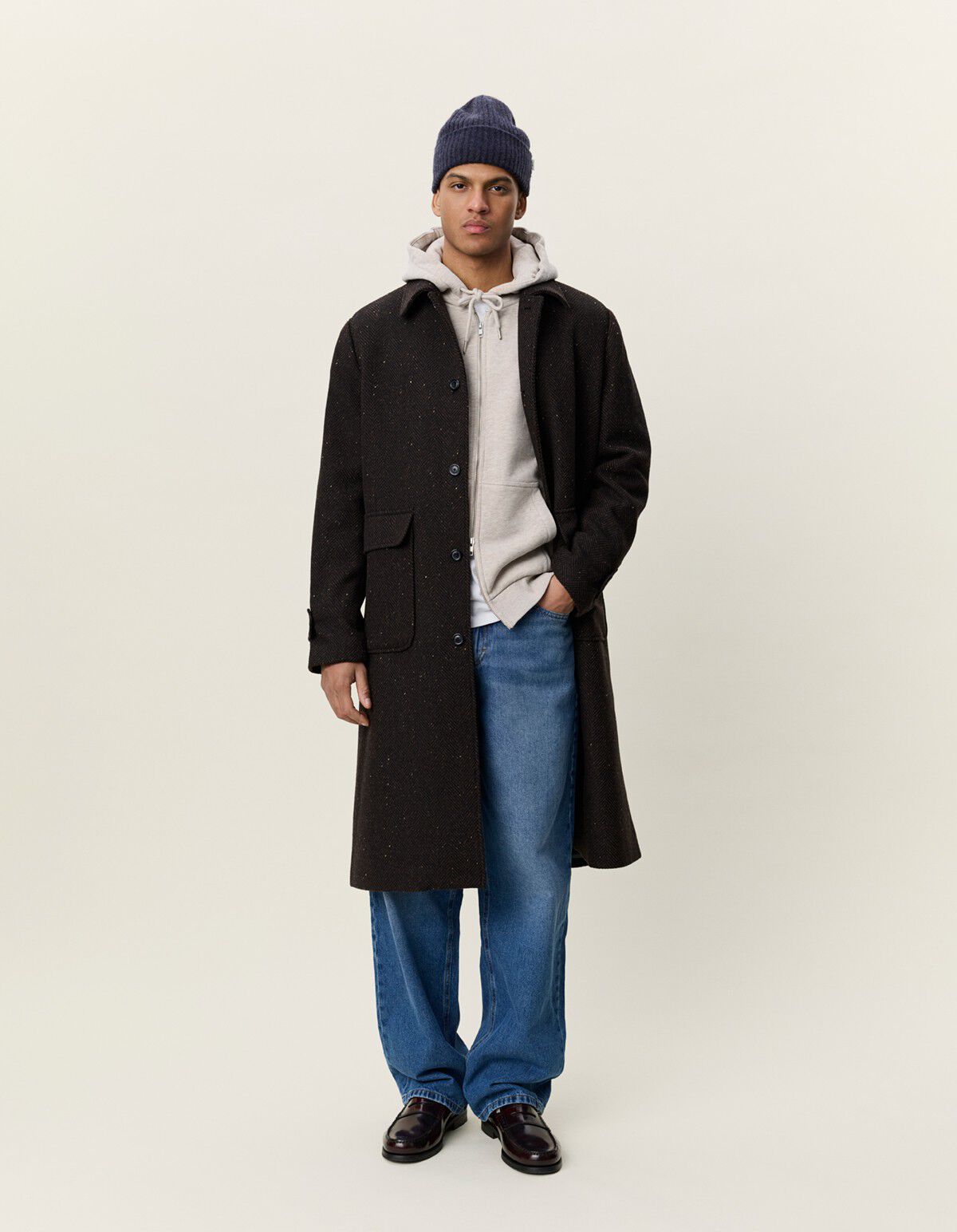 Herringbone Wool Coat