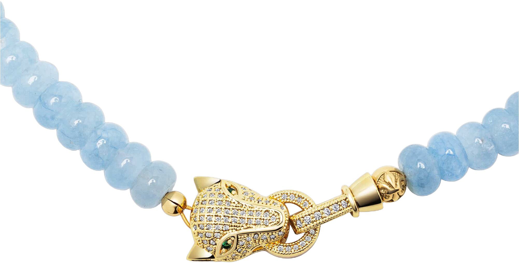 Women's Blue Chalcedony Choker with Panther Head