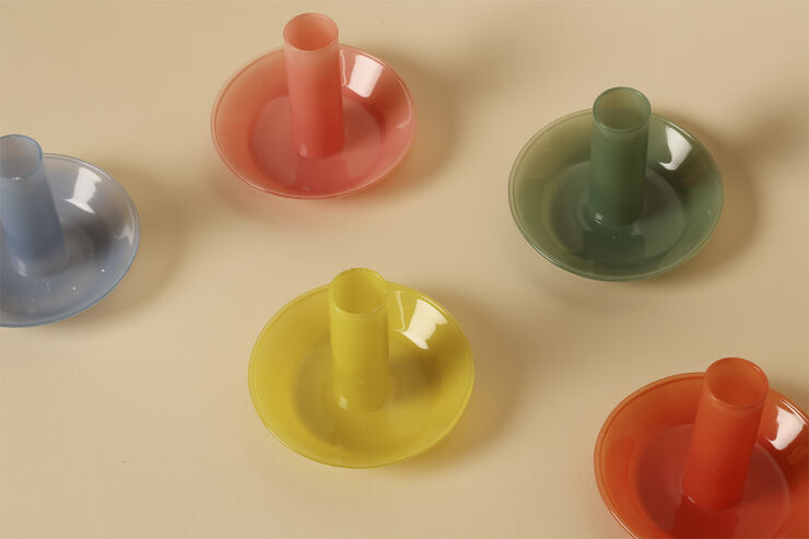 Glas lysestage, chartreuse, 10xø8 cm